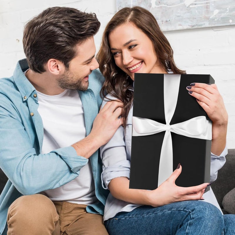 Ditwis 13.8x9x4.3 Inches Gift Box with Magnetic Closure Lid, Black Magnetic Box for Wedding, Groomsmen Bridesmaid Proposal, Birthdays, Mother's Day, 1 Pack - Image 3